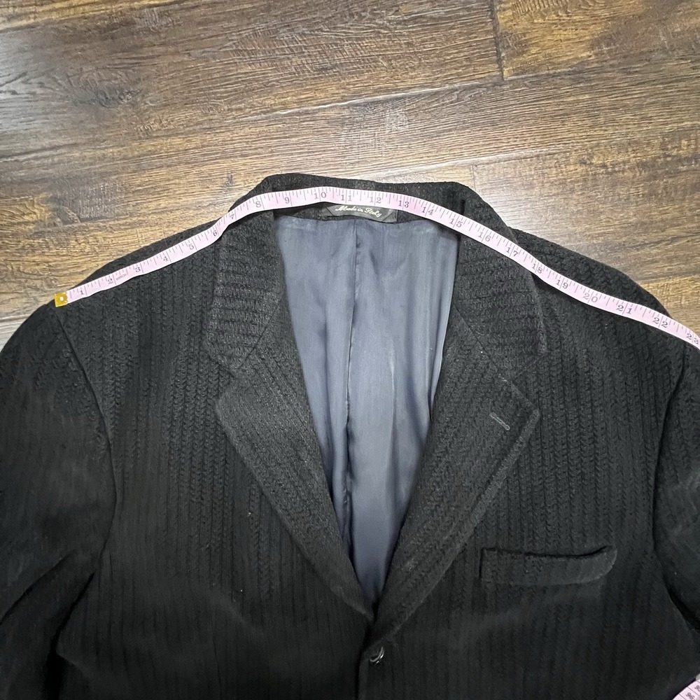 Vintage Jhane Barnes Mens Sweater Textured Sport Coat Blazer Black Jacket 46L - Picture 7 of 12